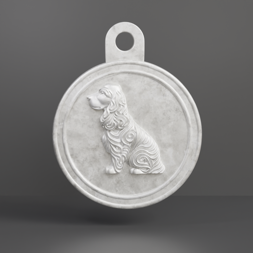 Captura-de-pantalla-2025-12-02-062612._02.png Cocker Spaniel Relief Tag | Pet Collar Charm STL for 3D Printing |
