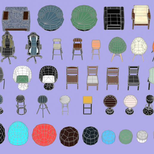 🪑 Chair & Seating 3D Model Pack STL | Printable Miniature Chairs ...