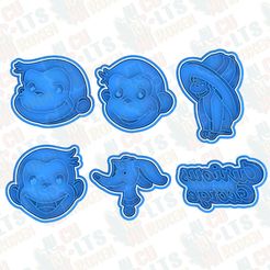 main.jpg 3D file Curious George cookie cutter set of 6・Model to download and 3D print