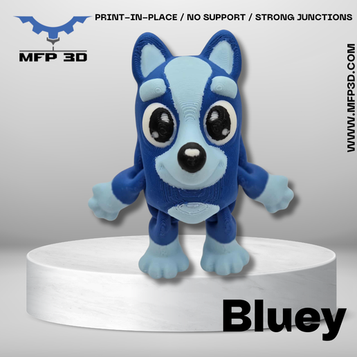 STL-3MF-imprimes-10.png ARTICULATED - BLUEY - MFP3D - NO SUPPORT - PRINT IN PLACE - SENSORY TOY - FIDGET