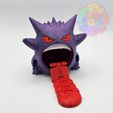 gengar_01_wm2.jpg STL file Gengar - Flexi Articulated Pokémon (print in place, no supports)・3D printable model to download