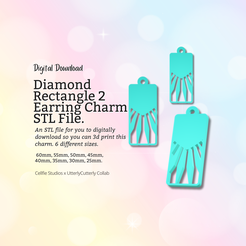 Cover-7.png Rectangle Diamond 2 Earring Charm STL File - Digital Download -8 Tamaños- Collar Pendiente Llavero Diseño Moderno