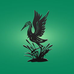 output-82-render.png STL file Decorative mural, bird in a swamp・3D print model to download