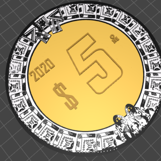 MONEDA 5 PESOS MEXICANOS 3D model