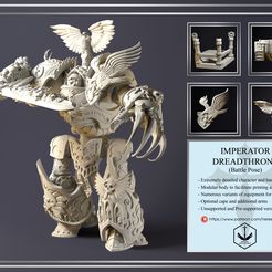 IMPERATOR DREADTHRONE (Battle Pose) - Extremely detailed character and base - Modular body to facilitate printing and assembly - Numerous variants of equipment for customization - Optional cape and additional arms - Unsupported and Pre-supported versions included © https://www.patreon.com/heresyposting Fichier 3D [Pre-Supported] Imperator Dreadthrone (Pose de combat)・Modèle à télécharger et à imprimer en 3D, Eretek-Miniatures