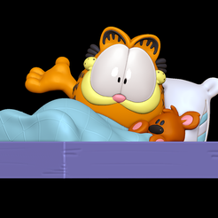 1.png STL file Garfield in Bed・3D printing template to download, SillyToys