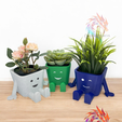 3.png Smiling flower pot / 3mf pot handle included