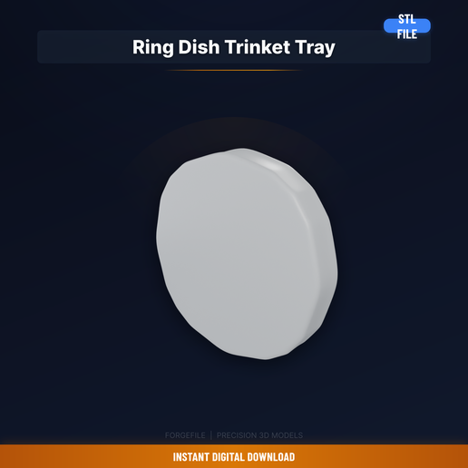 Small Ring Dish Catch-All Tray, Raised Edges, Bedside - 3D Printable STL File