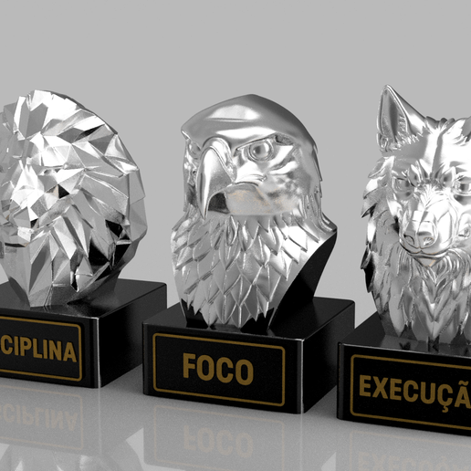 Animal bust trophy set