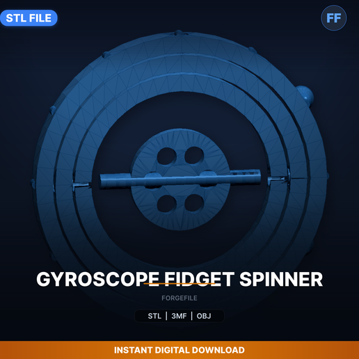 Gyroscope Fidget Spinner, Print in Place, 3 Nested - 3D Printable STL File