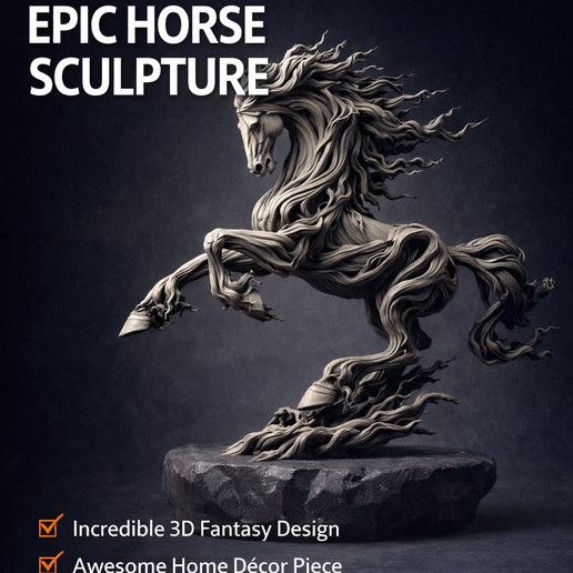 🐎 Dynamic Rearing Horse Sculpture STL – High-Detail Artistic 3D Print ...