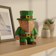 4.png Lucky Leprechaun Duo STL File | Low Poly St. Patrick's Day 3D Print Bundle | Irish Gnome Figurines (With & Without Cane)