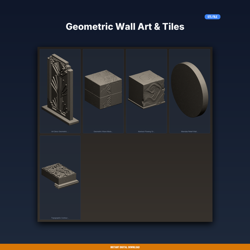 Geometric Wall Art & Tiles - 5-Model STL Bundle