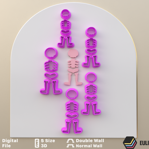 Polymer clay cutter to make Full Human Skeleton *5 size 2 version cut/EULITEC.COM/CC/COPYRIGHTED LICENSE 3D model