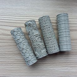 20210610_094628.jpg 3D file 20+ textured rollers for terrane DnD Warhammer・3D print object to download