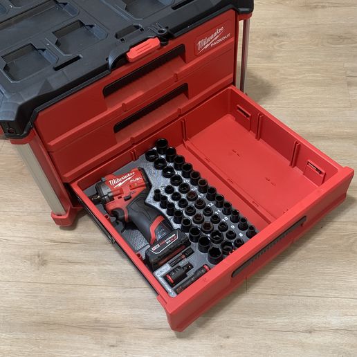 Milwaukee M12 Stubby 3/8" Impact Wrench 3 Drawer Packout Half Insert