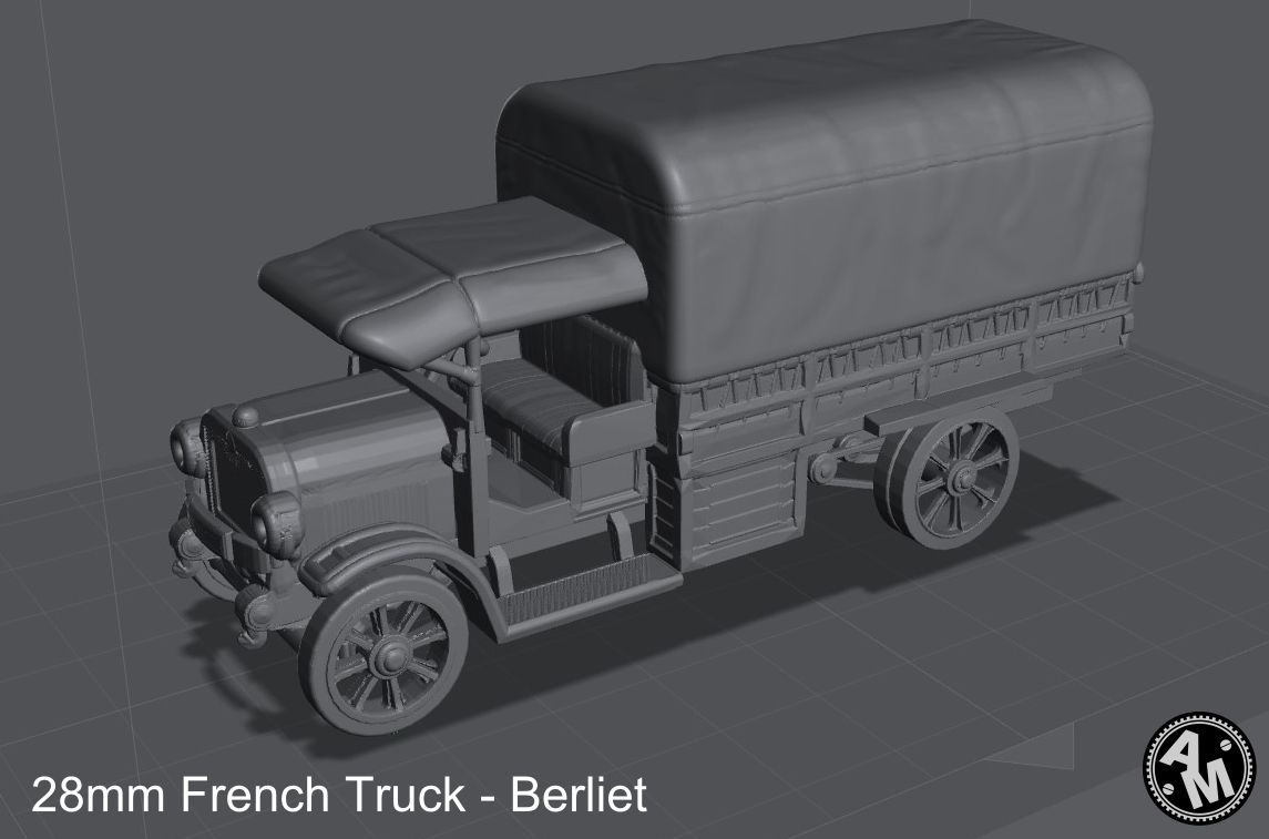 28mm French Truck - Berliet 3D file W1 Truck Berliet Clean&Destroy・3D printer model to download, Alphonse_Marcel
