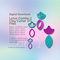 Cover-7.png Archivo STL Clay Cutter STL File - Lotus Pearl Combo 2 - Flower Earring Digital File Download- 12 tamaños y 2 versiones de cortador, cortador de galletas・Modelo para descargar e imprimir en 3D