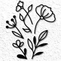 project_20230317_1027315-01.png STL file 5 minimalist flowers bundle wall art simple floral wall decor・3D printable model to download