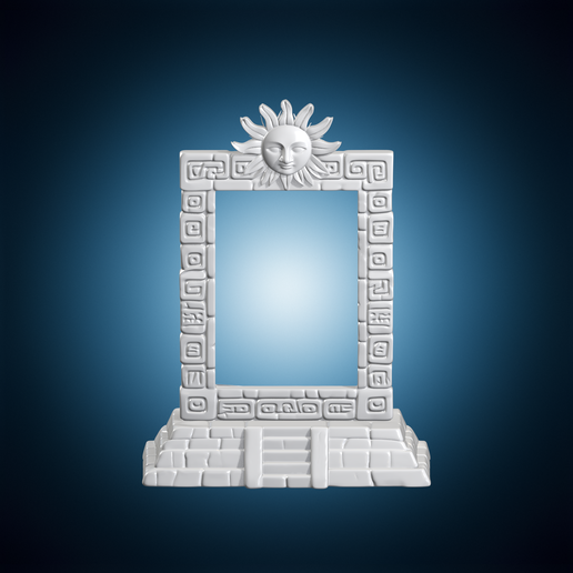 Aztec Stone Scroll Frame 3D Print Model