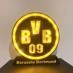 BVB-2.jpg BVB logo crest, illuminated lettering, lightbox with LED preparation, sign, Bundesliga
