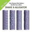 etsy-view1new.jpg Mini rodillos de textura de piel de serpiente y cocodrilo para arcilla polimérica, set de cuatro rodillos, Set #8