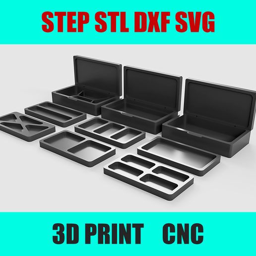 📦 Jewelry Box Set - 3 Main Boxes with 6 Interchangeable Trays (STL File ...