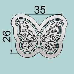 Mariposa35x26.jpg Файл STL Резак для бабочек 35 мм. Фреза и уплотнение・Шаблон для загрузки и 3D-печати