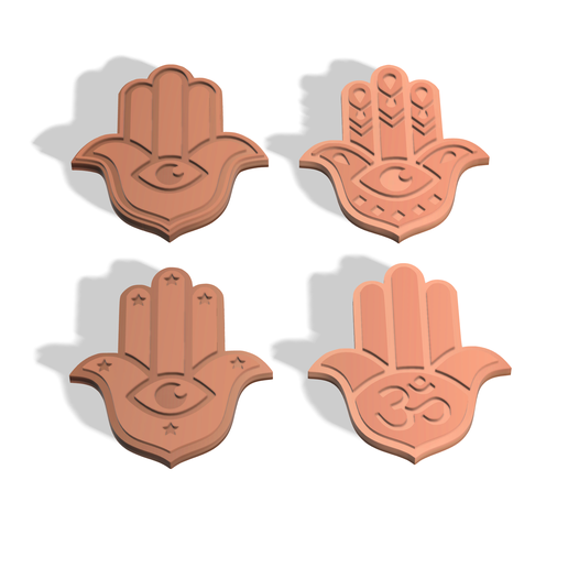 POLYMER CLAY CUTTERS FATIMA HAND X4 DESIGNS 3D model