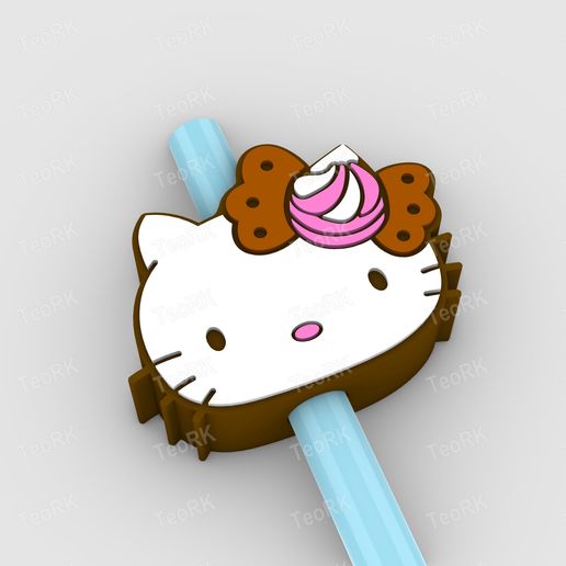 Straw Topper HELLO KITTY SWEET CHOCOLATE COOKIE Fits Standard & Stanley Straws | STL, 3MF pre-painted
