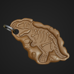 TRexKC_1.png Fichier STL Porte-clés fossile Tyrannosaurus Rex (dessin animé)・Modèle à imprimer en 3D à télécharger