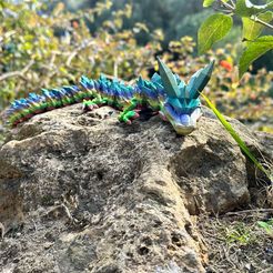 Dragón de Cristal, Mascota Flexi Wiggle Articulada, Impresión en el sitio, Fantasía