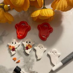 309891169_627873905404733_44002933754141099_n.jpg 14 Total Halloween Ghost and Bat Polymer Clay Cutters for Jewelry and Crafts, Imprint