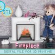Fireplace_Etsy.jpg Miniature Fireplace in 1/12 scale - modern dollhouse furniture. Fireplace for BJD dolls.