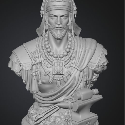 Orixá Ogum Bust - Afro-Brazilian Spiritual Sculpture