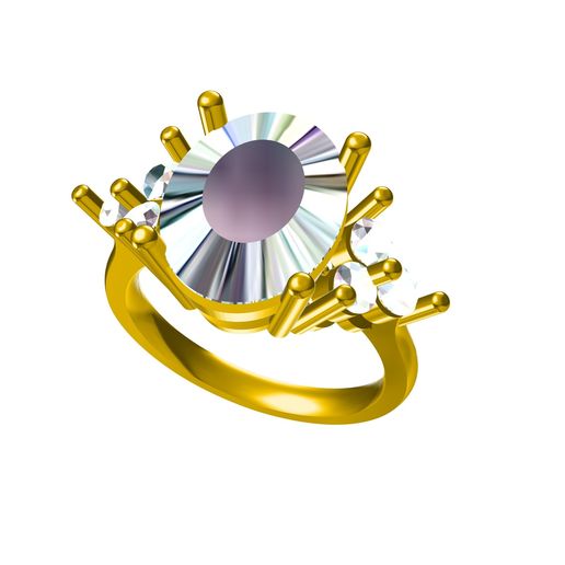 Jewelry 3D CAD Model Of Solitaire With Accents Ring