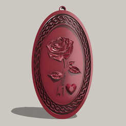 Shapr-Image-2023-03-26-165356.png STL file Rose flower with love and diamond heart wall art decoration, boho, floral design, floral phrame, engagement gift, proposal, wedding, Valentine's Day gift, anniversary gift・3D printing design to download