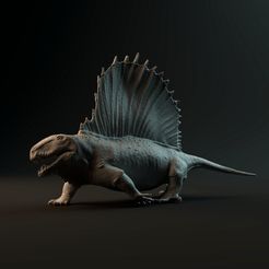 Dimetrodon_s6.jpg STL file Dimetrodon walking - pre-supported prehistoric animal・3D printer model to download