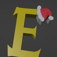 E.png HARRY POTTER STYLE LETTER E WITH CHRISTMAS HAT + KEYCHAIN
