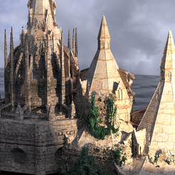 askans-castle-sands.540.png OBJ-Datei Mittelalterlicher Löwenturm Überwachsener Türmchen-Turm 4 Designs・Modell zum Herunterladen und 3D-Drucken, aramar