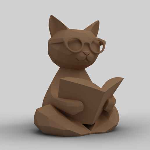 SimLab2959.png Low Poly Lesen Katze - Bibliothek Dekor
