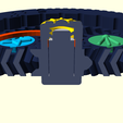 OpenSCAD-cutaway-render-of-print-in-place-herringbone-planetary-gears-click-spring-and-screw-hub-ins.png Fidget spinner multisensoriale con ingranaggi planetari ORBIT. Giocattolo OpenSCAD parametrico stampato in loco con numeri in braille, cappucci celesti tattili e feedback acustico