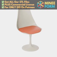 Retro-Futurism-Chair.jpg Retro Futurism Swivel Chair for Dollhouse Miniature Furniture MineeForm FDM 3D Print STL File
