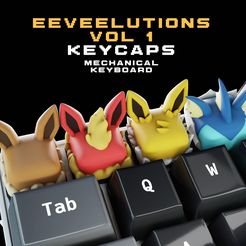 portada_eeveelutions_vol_1.jpg Fichier STL Collection de Keycaps Eeveelutions Vol 1 - Clavier mécanique・Idée pour impression 3D à télécharger, HIKO3D