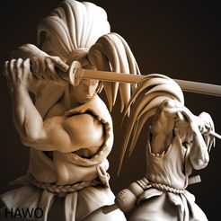 Haohmaru-planche2-Vray.jpg 3D file Haohmaru Samurai Shodown fighter・3D print design to download