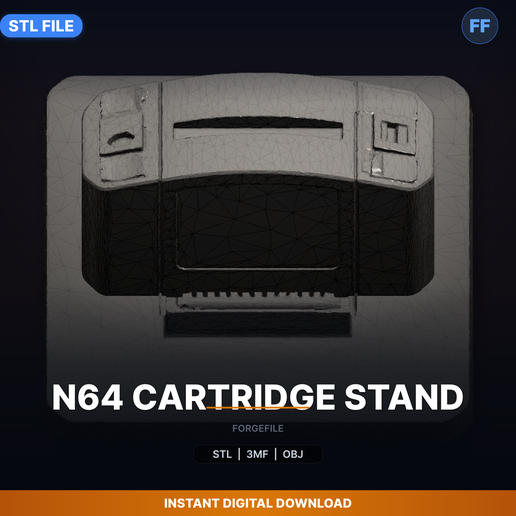Retro 64-Bit Game Cartridge Display Stand - 3D Printable STL File