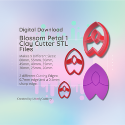 Cover-7.png Fichier 3D Clay Cutter STL File Blossom Petal 1 - Flower Earring Digital File Download- 9 sizes and 2 Cutter Versions, cookie cutter・Modèle imprimable en 3D à télécharger