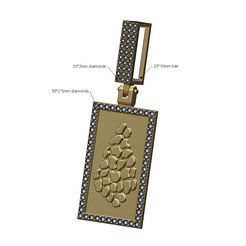 Nugget-memory-Iced-bail-Diamond-pendant-00.jpg STL-Datei Nugget Diamant rechteckiger Anhänger mit Bügel 3D-Druck Modell・Design für den 3D-Druck zum Herunterladen