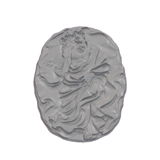 Robed Philosopher Contemplative Pose Relief STL