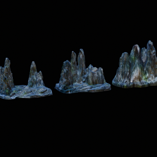 View of 🪵 aquarium / terrarium decoration 3x mountains set 3・Free STL File for ...